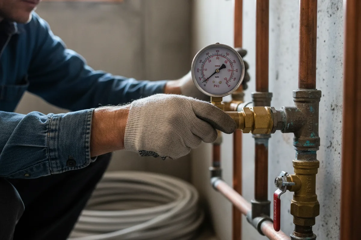 Pressure testing a repaired line during Water Line Repair in Elizabethton